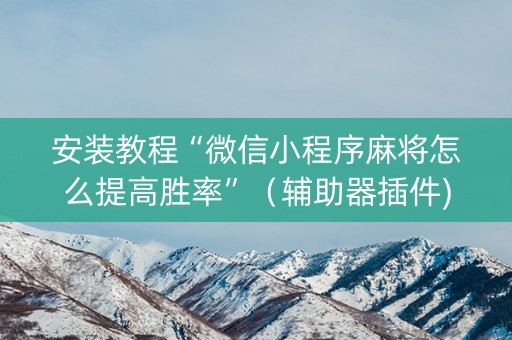 安装教程“微信小程序麻将怎么提高胜率”（辅助器插件)