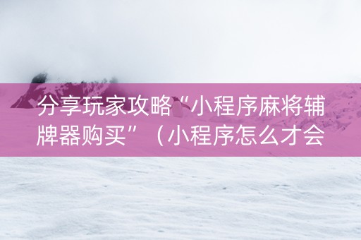 分享玩家攻略“小程序麻将辅牌器购买”（小程序怎么才会赢)