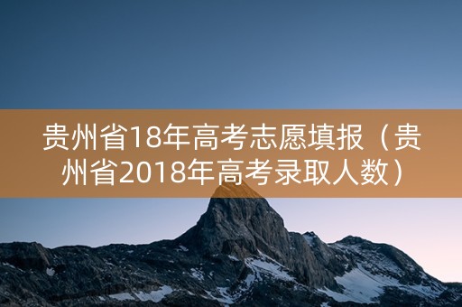 贵州省18年高考志愿填报（贵州省2018年高考录取人数）