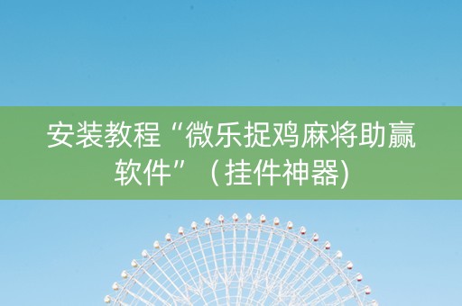 安装教程“微乐捉鸡麻将助赢软件”（挂件神器)