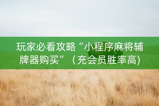 玩家必看攻略“小程序麻将辅牌器购买”（充会员胜率高)