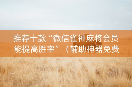 推荐十款“微信雀神麻将会员能提高胜率”（辅助神器免费)
