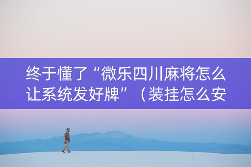 终于懂了“微乐四川麻将怎么让系统发好牌”（装挂怎么安装)