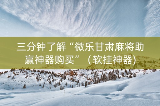 三分钟了解“微乐甘肃麻将助赢神器购买”（软挂神器)