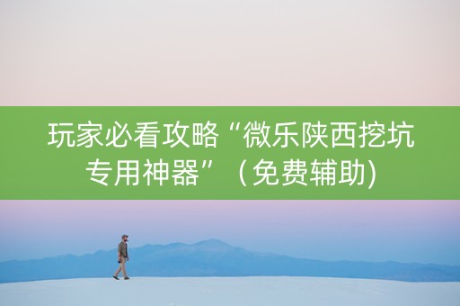 玩家必看攻略“微乐陕西挖坑专用神器”（免费辅助)
