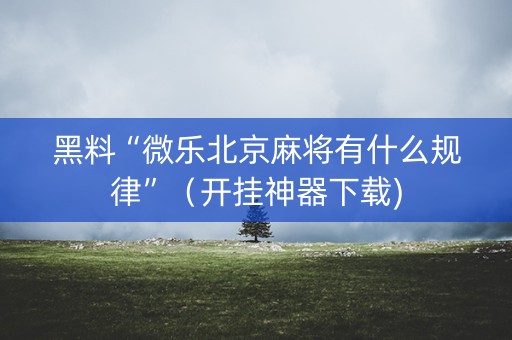 黑料“微乐北京麻将有什么规律”（开挂神器下载)