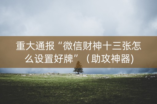 重大通报“微信财神十三张怎么设置好牌”（助攻神器)