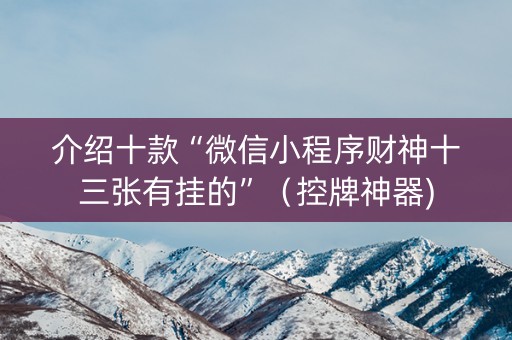 介绍十款“微信小程序财神十三张有挂的”（控牌神器)