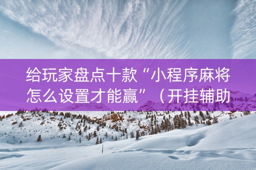 给玩家盘点十款“小程序麻将怎么设置才能赢”（开挂辅助插件)
