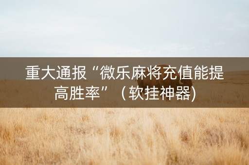 重大通报“微乐麻将充值能提高胜率”（软挂神器)