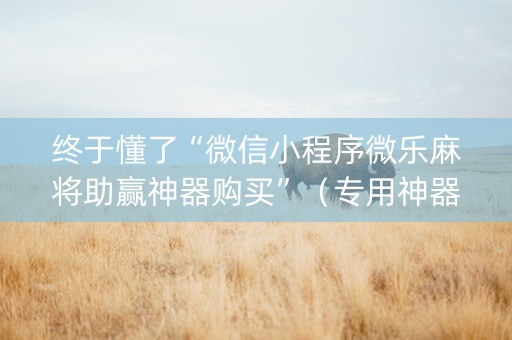 终于懂了“微信小程序微乐麻将助赢神器购买”（专用神器)