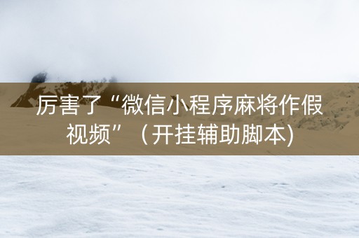 厉害了“微信小程序麻将作假视频”（开挂辅助脚本)