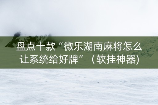 盘点十款“微乐湖南麻将怎么让系统给好牌”（软挂神器)
