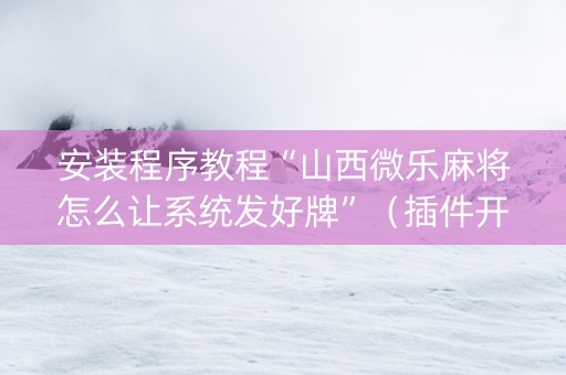 安装程序教程“山西微乐麻将怎么让系统发好牌”（插件开挂免费AI)