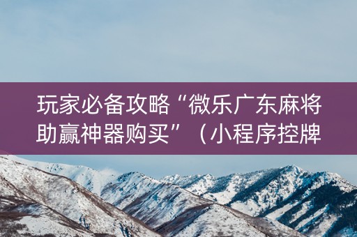 玩家必备攻略“微乐广东麻将助赢神器购买”（小程序控牌器)