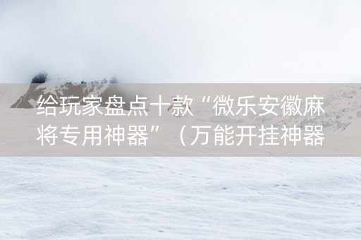 给玩家盘点十款“微乐安徽麻将专用神器”（万能开挂神器)