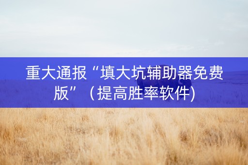 重大通报“填大坑辅助器免费版”（提高胜率软件)