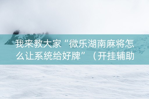 我来教大家“微乐湖南麻将怎么让系统给好牌”（开挂辅助脚本)