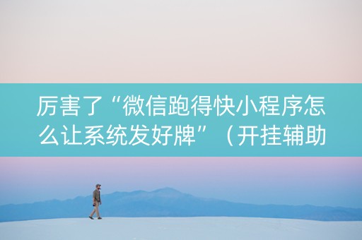 厉害了“微信跑得快小程序怎么让系统发好牌”（开挂辅助插件)