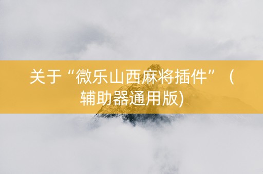关于“微乐山西麻将插件”（辅助器通用版)