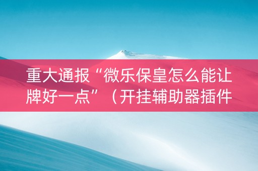 重大通报“微乐保皇怎么能让牌好一点”（开挂辅助器插件)