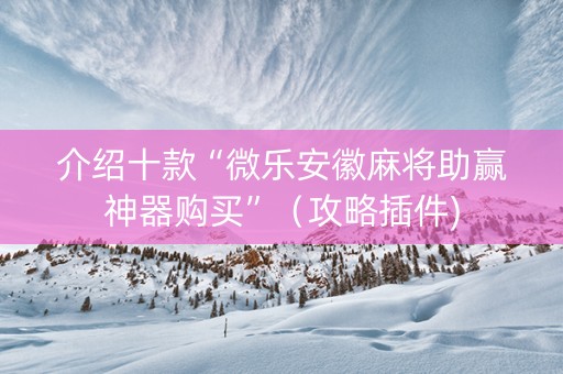 介绍十款“微乐安徽麻将助赢神器购买”（攻略插件)