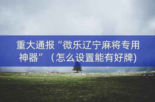 重大通报“微乐辽宁麻将专用神器”（怎么设置能有好牌)