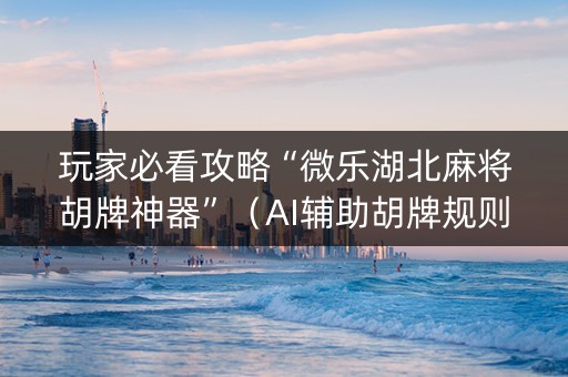 玩家必看攻略“微乐湖北麻将胡牌神器”（AI辅助胡牌规则)