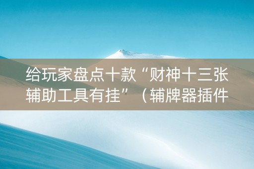 给玩家盘点十款“财神十三张辅助工具有挂”（辅牌器插件购买)