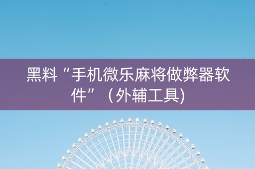 黑料“手机微乐麻将做弊器软件”（外辅工具)