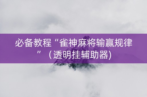 必备教程“雀神麻将输赢规律”（透明挂辅助器)