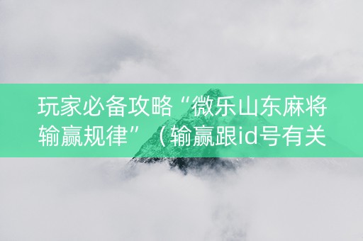 玩家必备攻略“微乐山东麻将输赢规律”（输赢跟id号有关系吗)