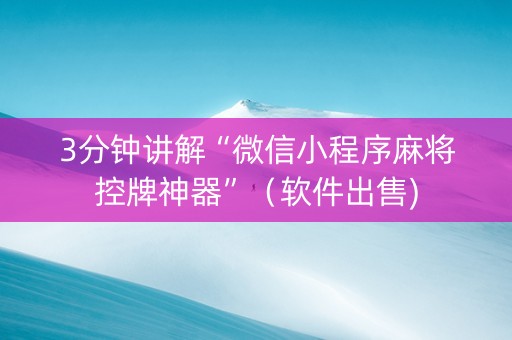 3分钟讲解“微信小程序麻将控牌神器”（软件出售)