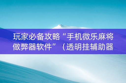 玩家必备攻略“手机微乐麻将做弊器软件”（透明挂辅助器)