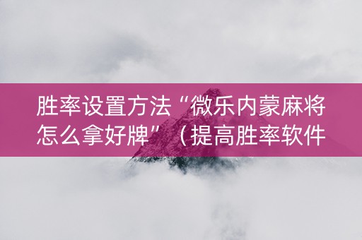 胜率设置方法“微乐内蒙麻将怎么拿好牌”（提高胜率软件)