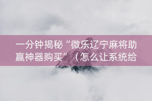 一分钟揭秘“微乐辽宁麻将助赢神器购买”（怎么让系统给你发好牌)