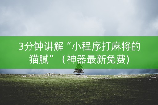 3分钟讲解“小程序打麻将的猫腻”（神器最新免费)