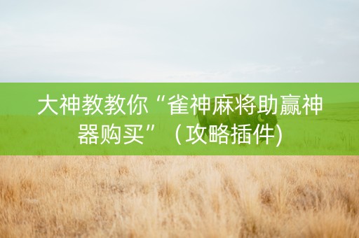 大神教教你“雀神麻将助赢神器购买”（攻略插件)