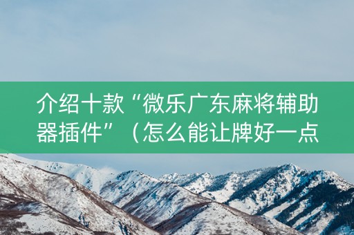 介绍十款“微乐广东麻将辅助器插件”（怎么能让牌好一点)