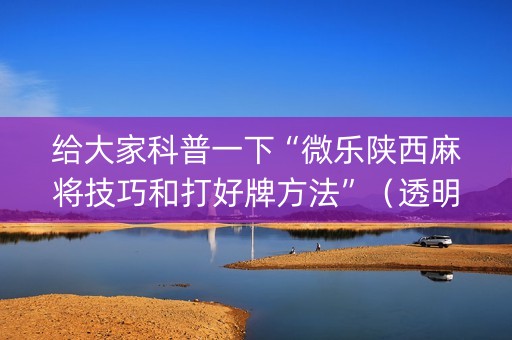 给大家科普一下“微乐陕西麻将技巧和打好牌方法”（透明挂辅助器)