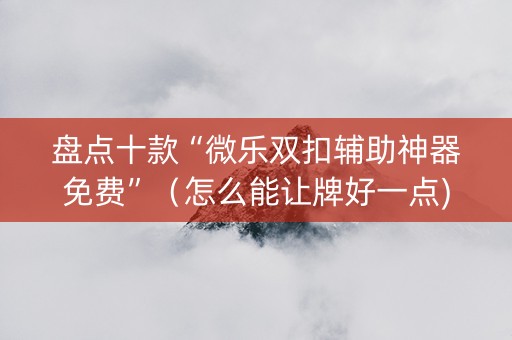 盘点十款“微乐双扣辅助神器免费”（怎么能让牌好一点)