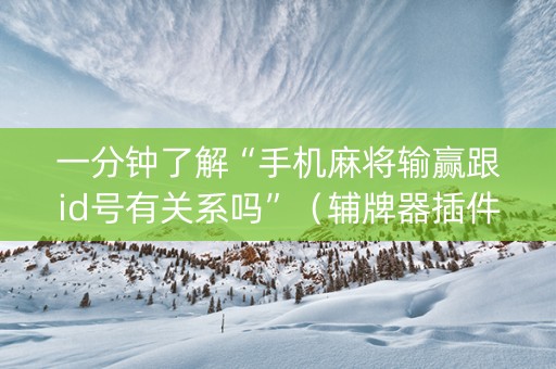 一分钟了解“手机麻将输赢跟id号有关系吗”（辅牌器插件购买)