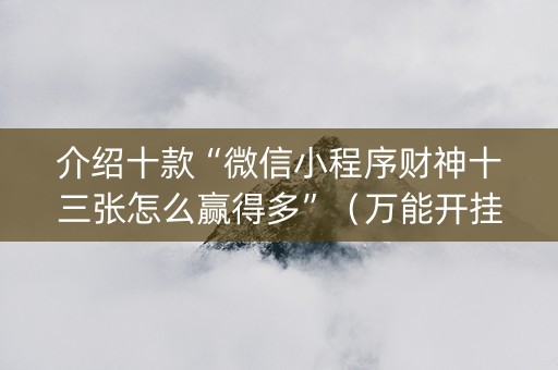 介绍十款“微信小程序财神十三张怎么赢得多”（万能开挂器)