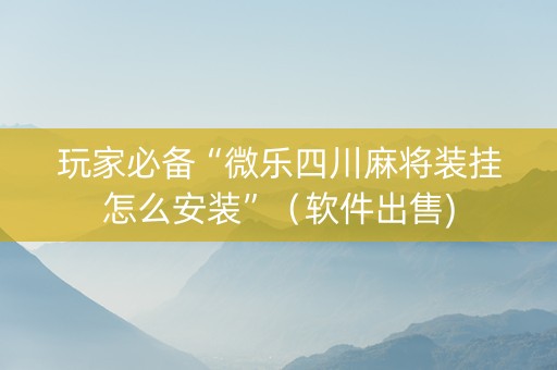 玩家必备“微乐四川麻将装挂怎么安装”（软件出售)