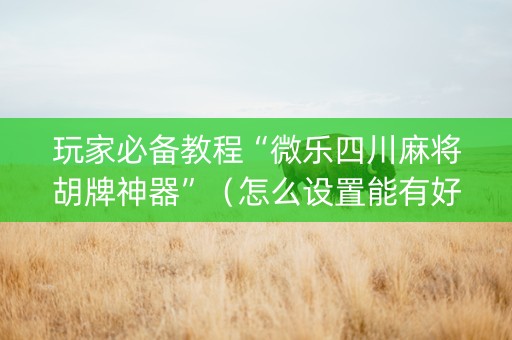 玩家必备教程“微乐四川麻将胡牌神器”（怎么设置能有好牌)