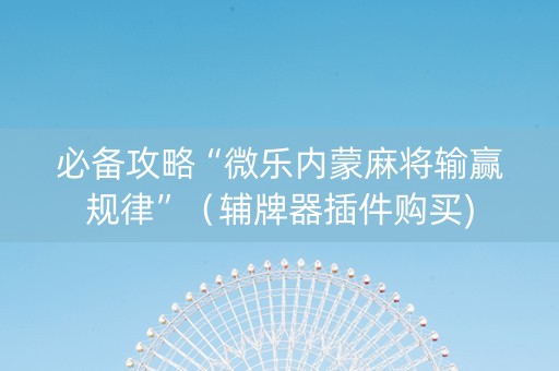 必备攻略“微乐内蒙麻将输赢规律”（辅牌器插件购买)