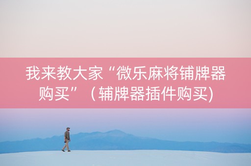 我来教大家“微乐麻将铺牌器购买”（辅牌器插件购买)