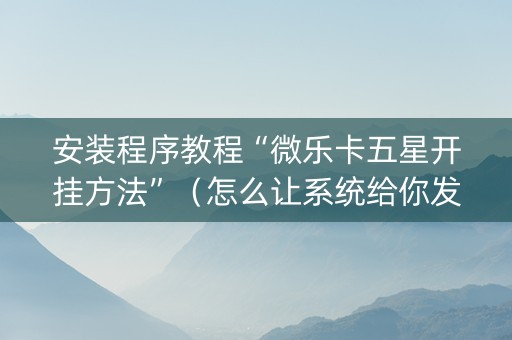安装程序教程“微乐卡五星开挂方法”（怎么让系统给你发好牌)