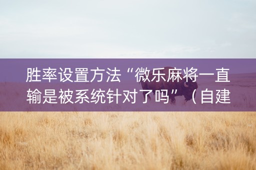胜率设置方法“微乐麻将一直输是被系统针对了吗”（自建房胜负规律)