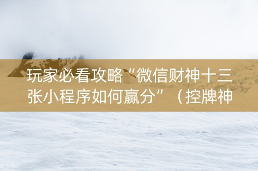 玩家必看攻略“微信财神十三张小程序如何赢分”（控牌神器)